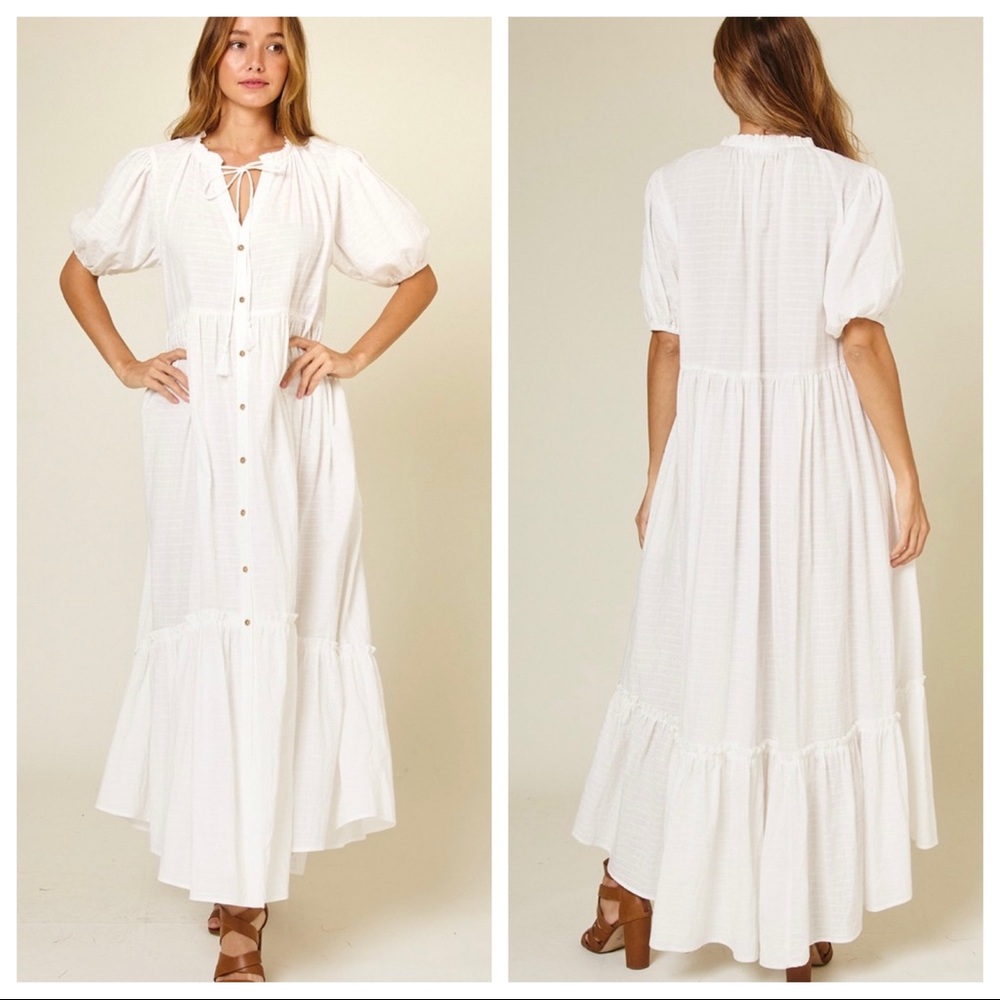 Boho Chic Fabiene Puff Sleeve Button Down Maxi Dress - Picture 4 of 5